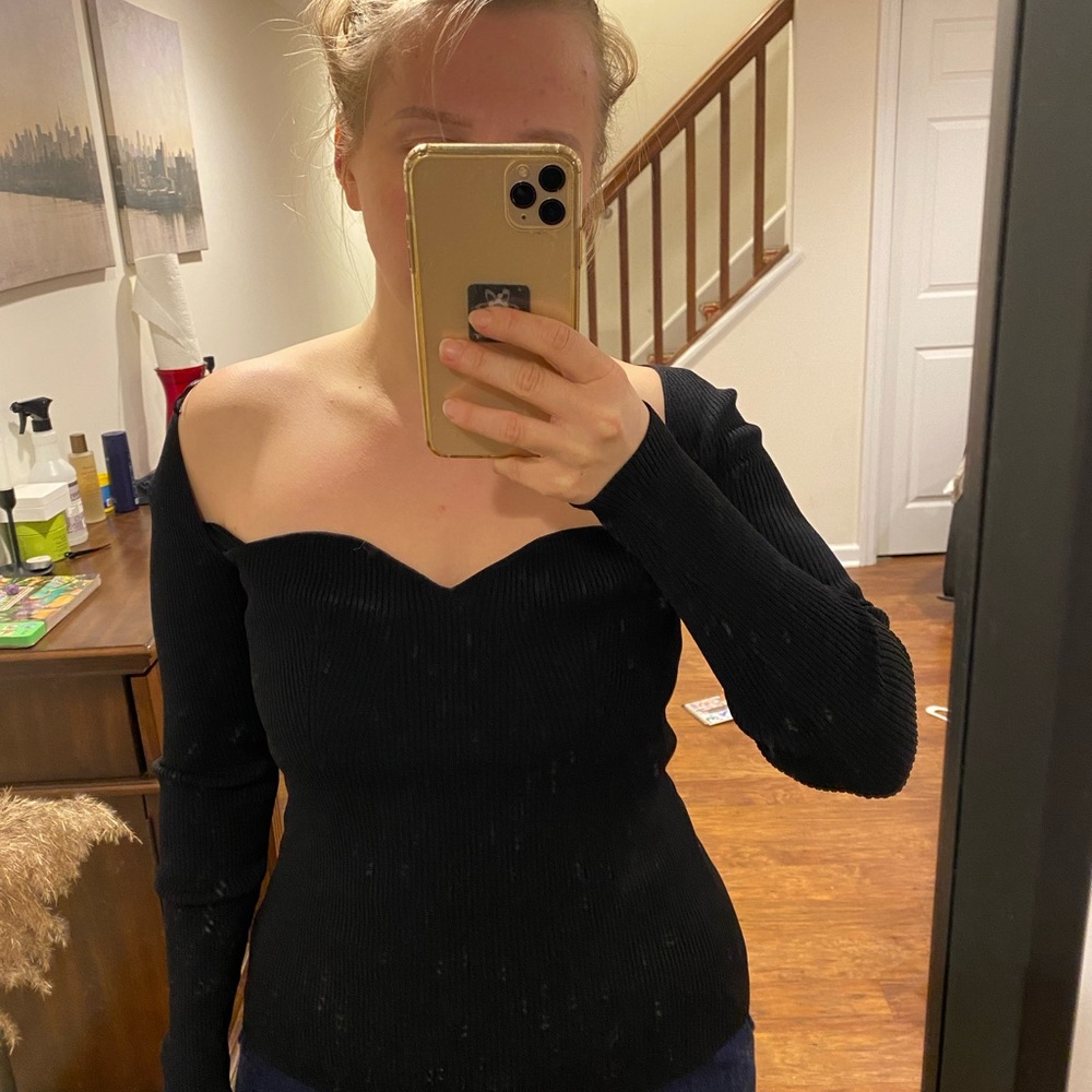 Mango off the shoulder black top/ new